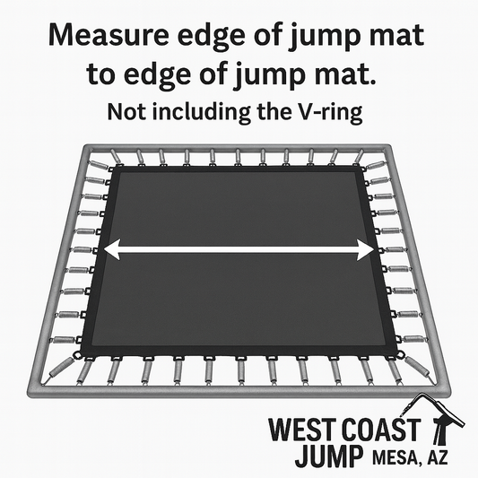 Square trampoline jump mat replacement measuring diagram
